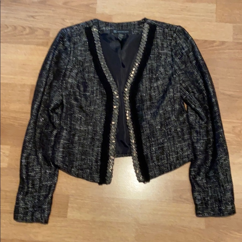 FINAL SALE INC Black & White Tweed Jacket Small